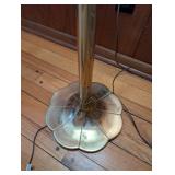 Brass Floor Lamp with Glass Table Shelf - Vintage Mid-Century Style