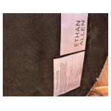 Ethan Allen Round Tufted Leather Ottoman - Brown Leather, Nailhead Trim