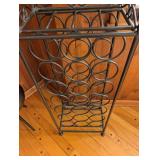 Wrought Iron Wine Bottle Rack - Freestanding with Circular Ring Design