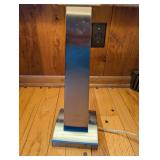 Modern Table Lamp with Brushed Aluminum Base and Square Fabric Shade - 1 Light