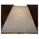 Modern Table Lamp with Brushed Aluminum Base and Square Fabric Shade - 1 Light