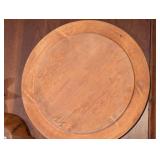 California Redwood Pineapple Wood Bowls Set with Floral Plates & Carved Round Platter