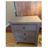 Crescent Furniture 3-Drawer Nightstand Gray Wash Wood Bedroom Table with USB outlet