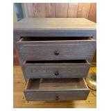 Crescent Furniture 3-Drawer Nightstand Gray Wash Wood Bedroom Table with USB outlet