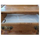 Vintage Oak Sideboard Buffet with Carved Crest & Brass Hardware