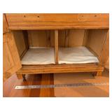 Vintage Oak Sideboard Buffet with Carved Crest & Brass Hardware