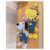 Peanuts Snoopy & Woodstock Plush Pair in Denim Overalls