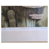 Framed Landscape Print - Water Garden with Lily Pads & Willow Trees