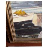 Bayol - Signed Framed Oil Painting Still Life Fruit Basket, Ornate Frame