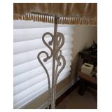 Vintage Floral Floor Lamp with Fringe Shade - Cream Iron Stand, Cottage Chic