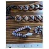 Tibetan Wood Disc Necklaces (2) & Pink Bead Bracelets (3)