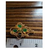 La Belle Collection Green Gem Flower Brooch & Pink Real Flower Pendant
