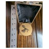 Elgin Travel Alarm Clock - Gold Tone Square with Leatherette Case