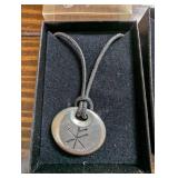 Sylvan's Round Silver Pendants on Leather Cord (Lot of 2)