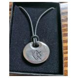 Sylvan's Round Silver Pendants on Leather Cord (Lot of 2)