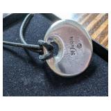 Sylvan's Round Silver Pendants on Leather Cord (Lot of 2)