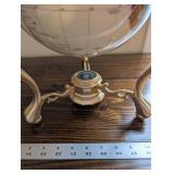 Antique Brass World Globe with Compass on Ornate Pedestal Stand