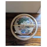 Antique Brass World Globe with Compass on Ornate Pedestal Stand