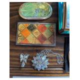 Vintage Jewelry & Trinkets - Assorted Charms, Pendants, Brooches, Boxes & Accessories