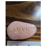 Rose Quartz Stone - Pink 2 in Rock with 'LOVE' Engraving
