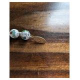 Porcelain Bead Necklace & Earrings Set - Hand-Painted Swirl Pattern