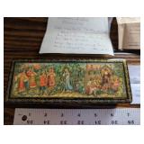 Palekh Lacquer Box - Russian Fairy Tale Scene, Long Rectangular, 1993