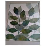 Botanical Leaf Print in Silver Frame - Watercolor Leaves Framed Artwork