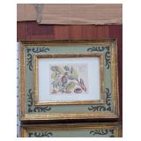 Framed Botanical Prints in Ornate Green & Gold Frames (Set of 4) & Ceramic Fern Tray