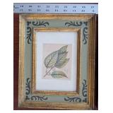 Framed Botanical Prints in Ornate Green & Gold Frames (Set of 4) & Ceramic Fern Tray