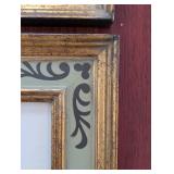 Framed Botanical Prints in Ornate Green & Gold Frames (Set of 4) & Ceramic Fern Tray