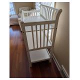 Nursery Changing Table - White Wood with Guard Rails, 3 Shelves