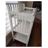 Nursery Changing Table - White Wood with Guard Rails, 3 Shelves