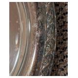 Round Silver-Plated Serving Tray with Beaded Edge and Dual Handles