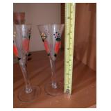Champagne Flute Glass Set - Assorted Twisted Stems, Pink/Teal/Clear