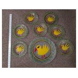 Kosta Boda Duck Plates - Round Glass Plates (Lot of 9)
