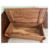 Vintage Knotty Pine Blanket Chest with Carved Ball Feet
