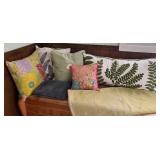 Decorative Throw Pillows & Embroidered Throw Blanket - Floral & Fern Leaf Cushions Set
