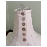 Vintage Button-Front Table Lamp with Pink Linen Shade (7 Buttons)