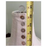Vintage Button-Front Table Lamp with Pink Linen Shade (7 Buttons)