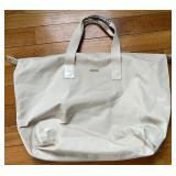 Burberry London Beige Tote Bag - Signature Plaid Patch & Silver Logo Plate