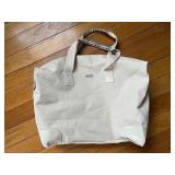 Burberry London Beige Tote Bag - Signature Plaid Patch & Silver Logo Plate