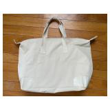 Burberry London Beige Tote Bag - Signature Plaid Patch & Silver Logo Plate