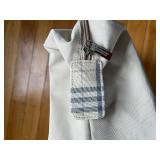 Burberry London Beige Tote Bag - Signature Plaid Patch & Silver Logo Plate