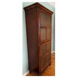 Antique-Style Wooden Cabinet - 4 Panel Doors with Decorative Embossed Inserts