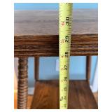 Vintage Oak End Table with Two-Tier Shelf and Turned Rope-Style Legs