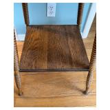 Vintage Oak End Table with Two-Tier Shelf and Turned Rope-Style Legs