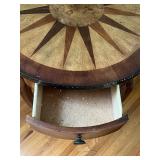 Sunburst Inlay Round Wood Accent Table with Drawer - 30in Diameter
