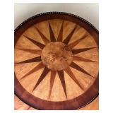 Sunburst Inlay Round Wood Accent Table with Drawer - 30in Diameter