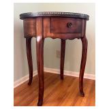 Sunburst Inlay Round Wood Accent Table with Drawer - 30in Diameter