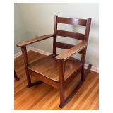 Mission-Style Oak Rocking Chair with Slat Back and Armrests